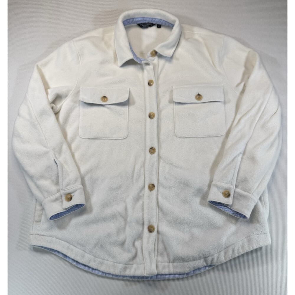 Vineyard Vines Fleece Shacket Mens XL White Button Up Shirt Jacket
